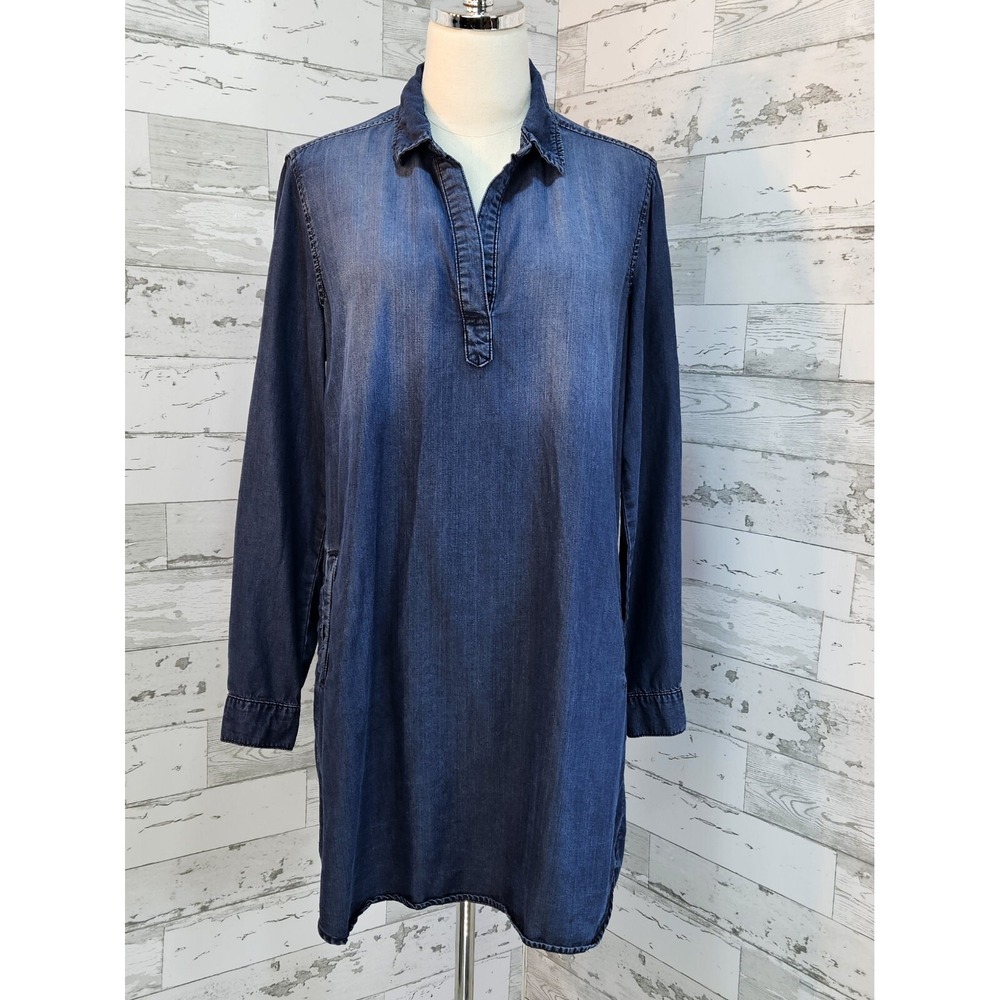Cloth & Stone Chambray Shirt Dress Medium Long Sleeves Pockets‎